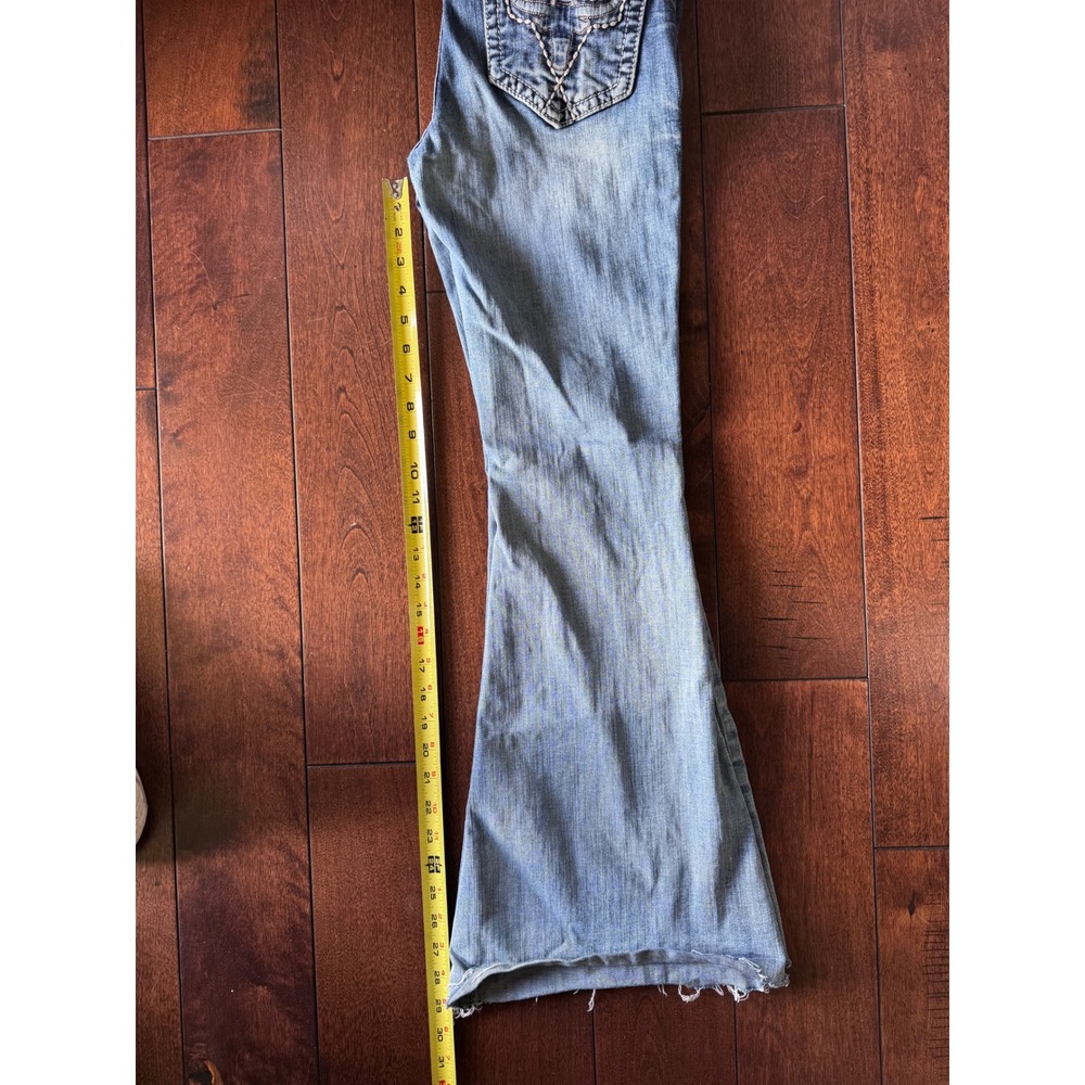 Grace in LA Women 27 Flare Jeans Medium Wash Embellished Raw Hem Western Rodeo - Picture 8 of 8
